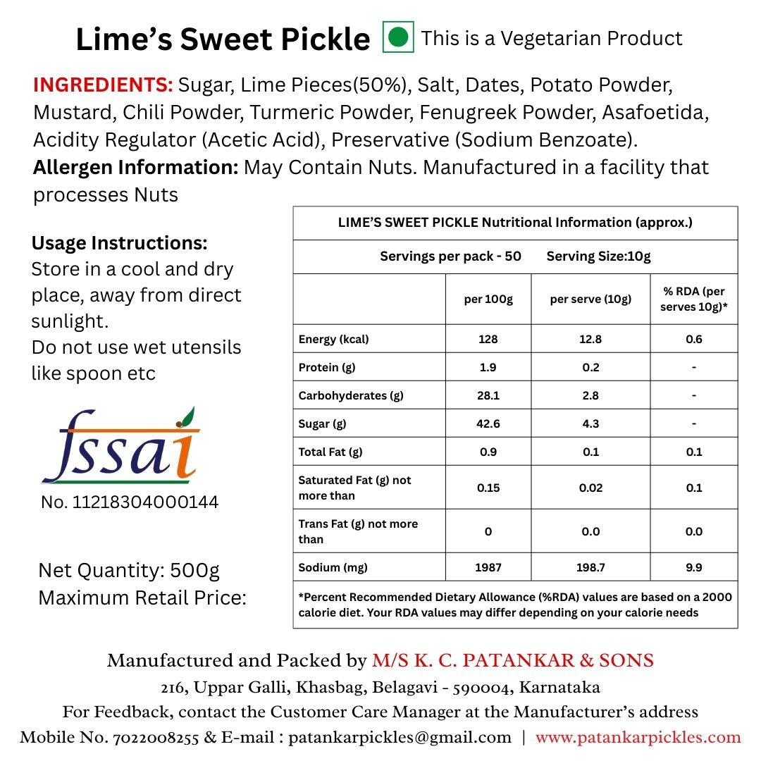 Lime's Sweet Pickle (500 gm)